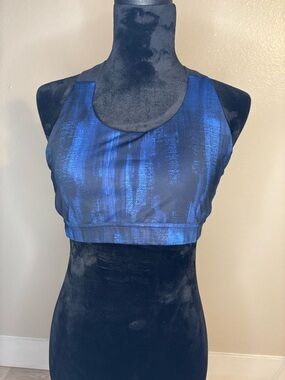 lululemon athletica Blue & Black Patterned Racerback Sports Bra Size 12
